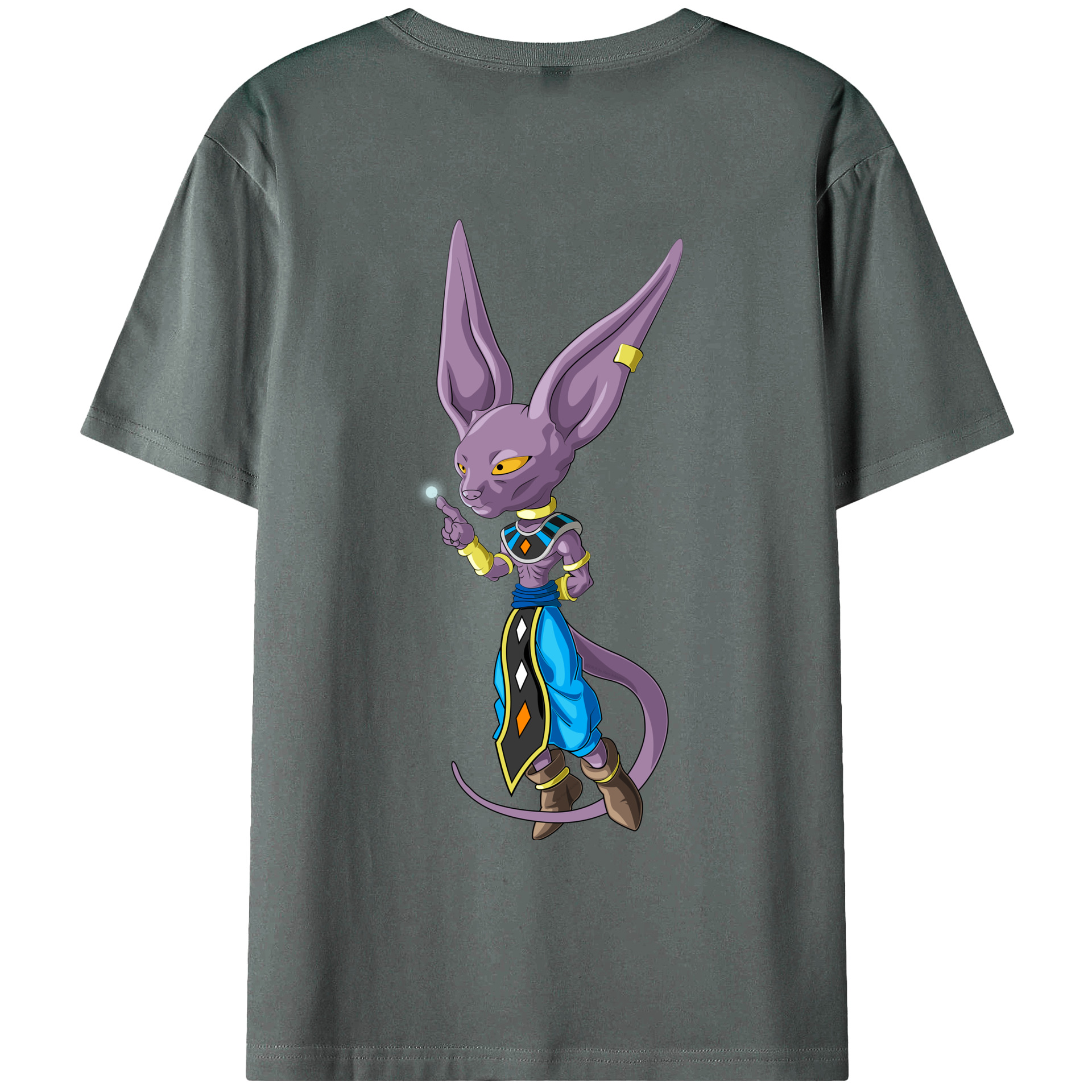 （画像用） ドラゴンボール ビルス 破壊神ビルス DRAGON BALL Beerus Birusu 綿100％ メンズ半袖Tシャツ（バックプリント） 通気性